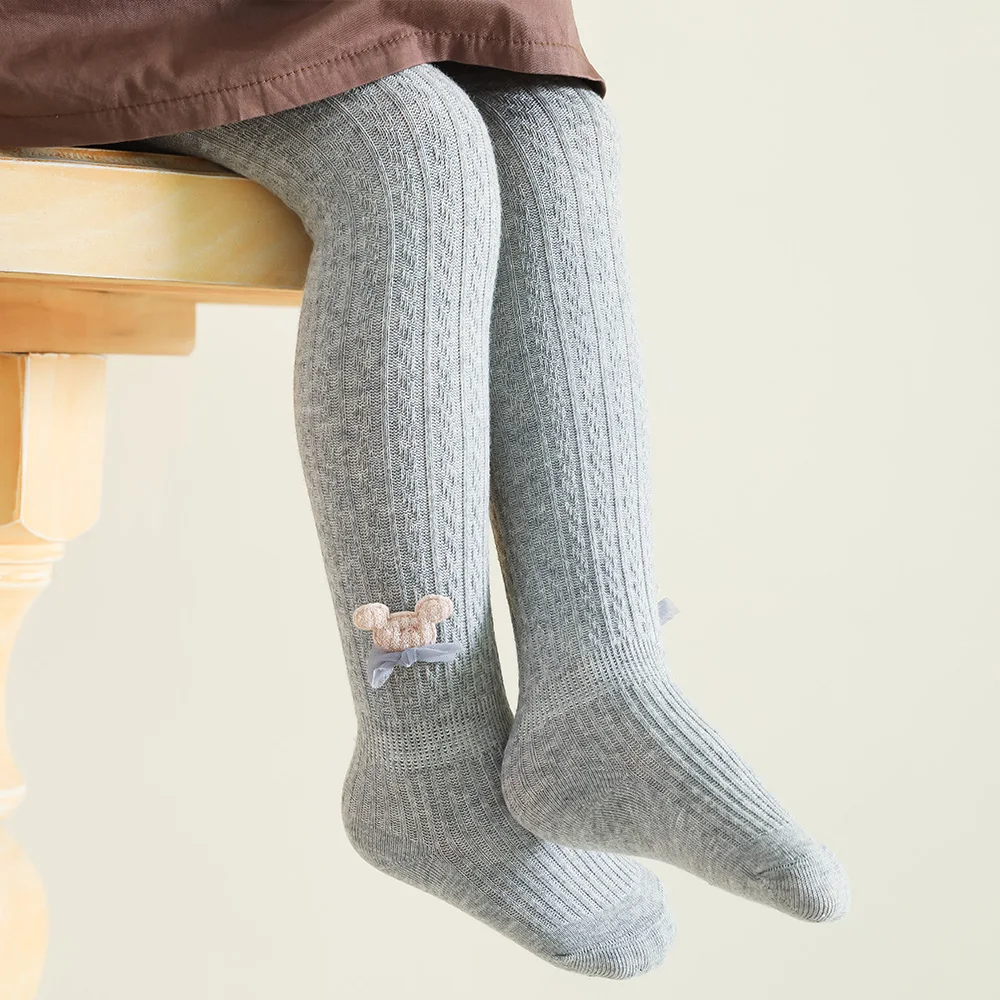 Children Cotton Ribbed Tights Girls Kids Infant Spring Cute White Black Knit Kawaii Flower Pantyhose Sock Toddler Baby Stockings