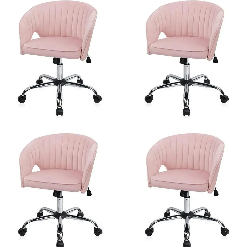 

Ergonomic Swivel Chair with Adjustable Height, Pink Rolling Vanity Seat for Home Office, Study, and Makeup Rooms