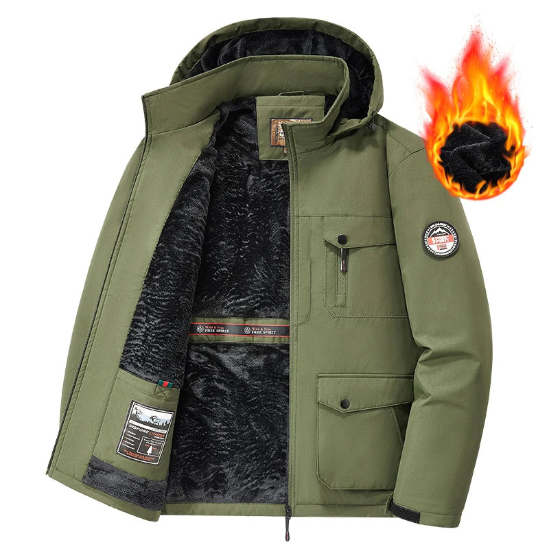 

Новая японская рабочая одежда с капюшоном, мужская повседневная зимняя флисовая съемная шапка, рабочая одежда, куртка, зимняя мужская куртка