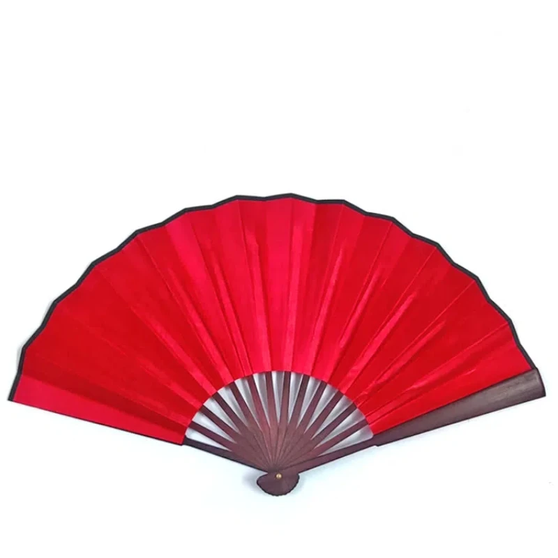 Chinese Style Folding Kung Fu Fan China Red Fitness Martial Arts Tai Chi Ring Fan Bamboo Ribs Student Performance Dance Hand Fan