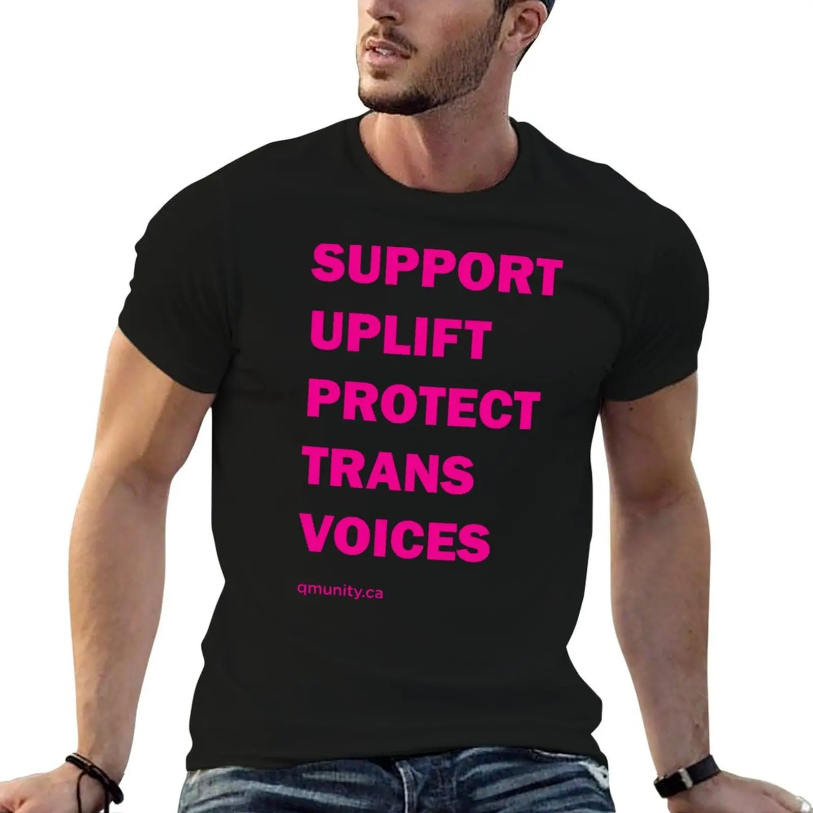 Support Trans Voices in Pink Large Print T-Shirt oversized graphic tee Funny t-shirt vintage t shirt men
