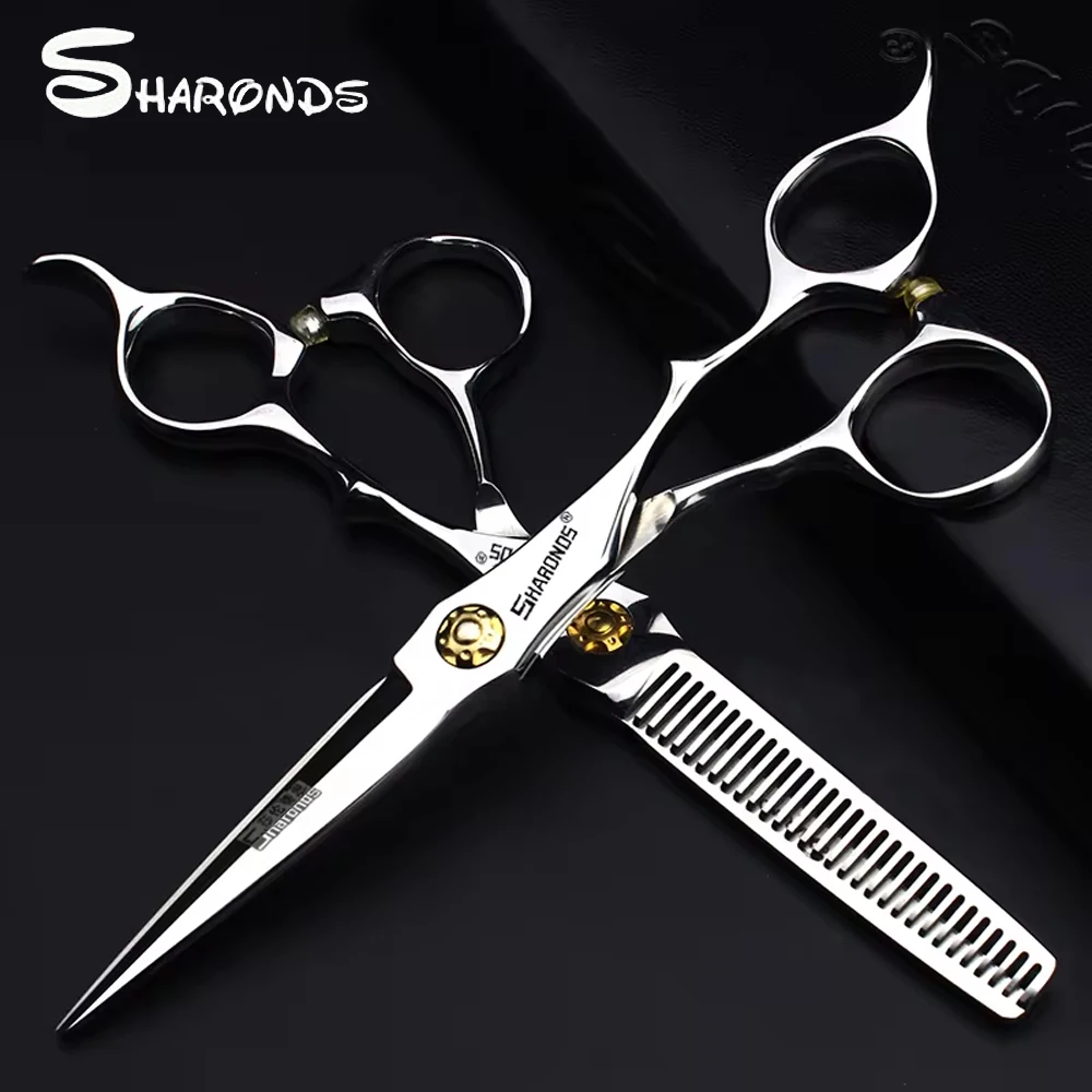 

SHARONDS Hairdressing Scissors 6 Inch flat tooth hair clippers Professional Hairdresser tools Japanese 440C Steel Hair Scissors