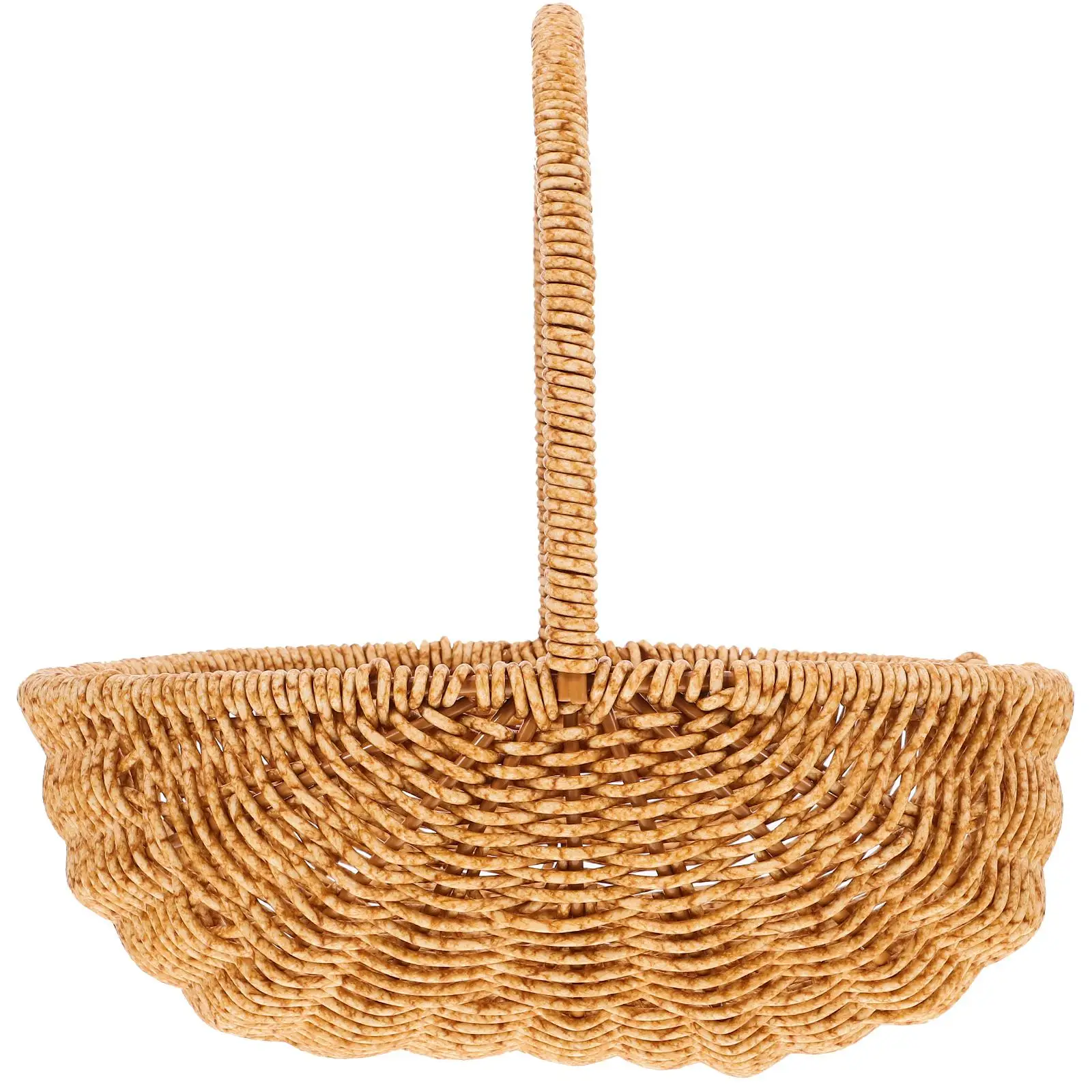 

Portable Storage Basket Rattan Style Fruits Vegetable Shopping Picnic Bread Snacks Container Durable Handle Outdoor
