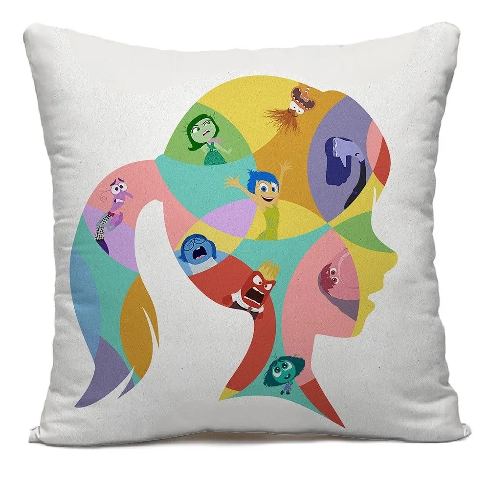 MINISO ديزني داخل خارج 2 وسادة تغطي ديكور المنزل على الوجهين طباعة وسادة مربعة غرفة المعيشة الديكور المخدة هدية