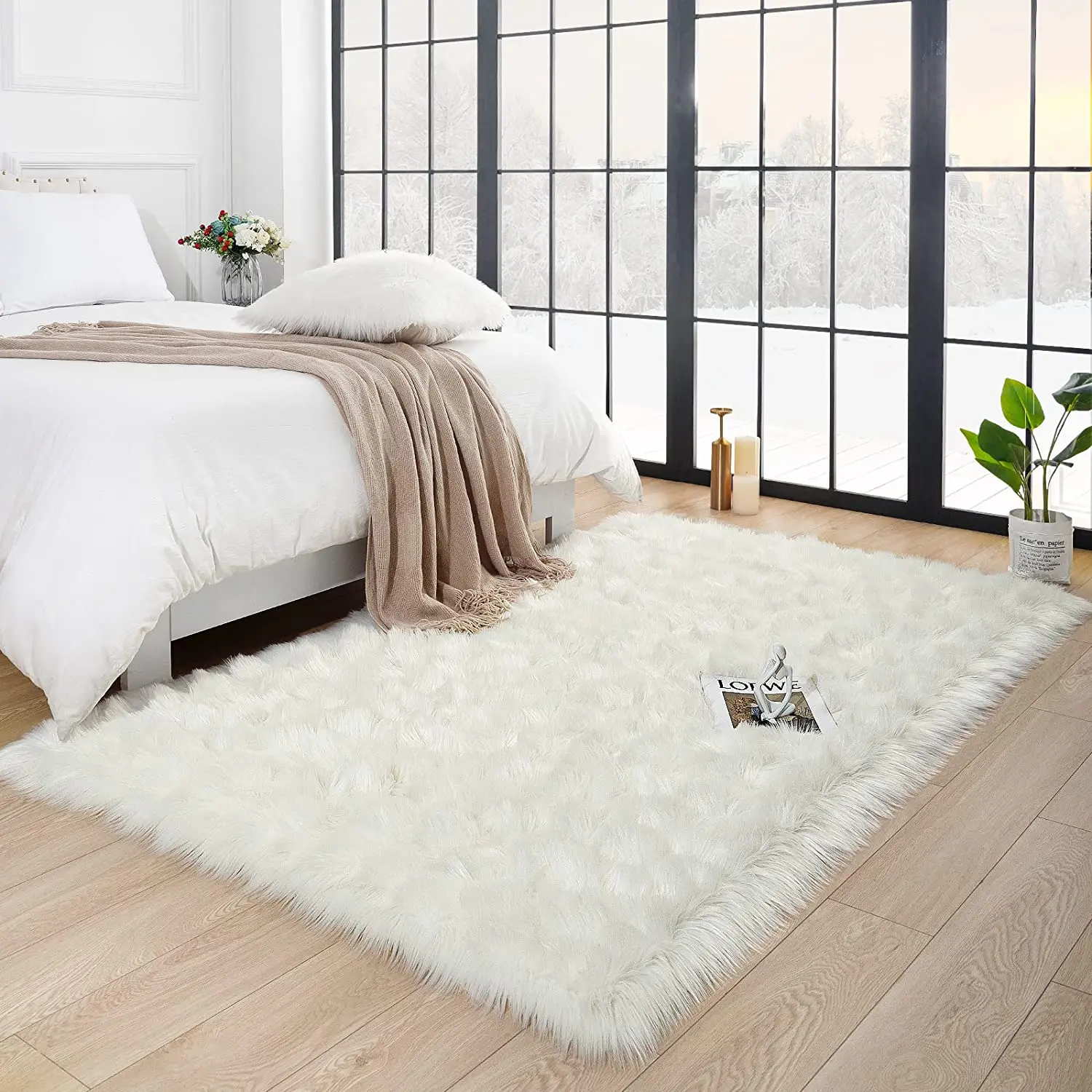 NOAHAS Sheepskin Plush Carpet Faux Fur Rugs 90X150CM 3x5ft Sofas For Bedroom Living Room Decor for Children Sleeping Room Rugs