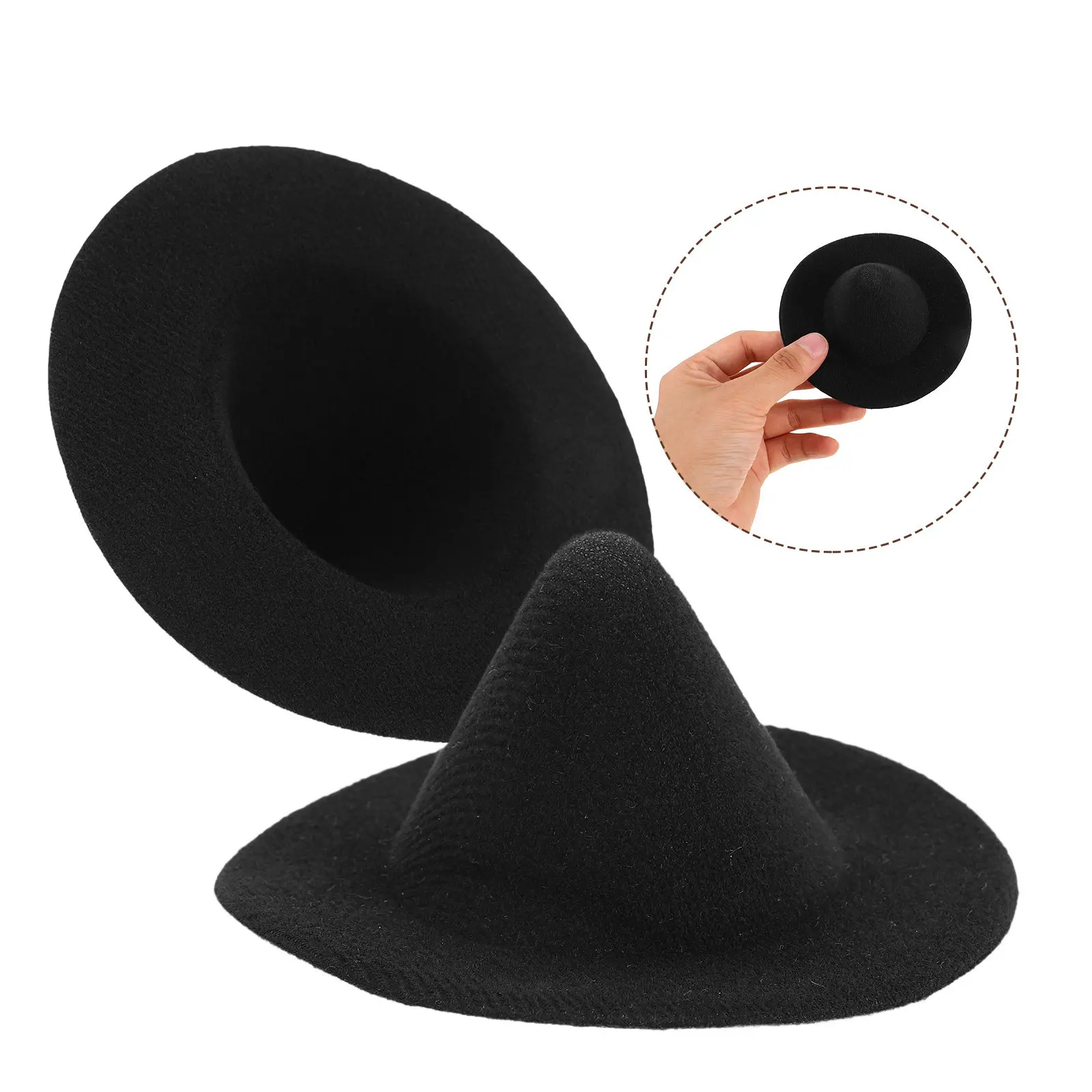 

Набор из 4 миниатюрных черных шляп ведьмы/волшебника для Хэллоуина, 10 см, для поделок, сувениров для вечеринок, принадлежностей для кукольных домиков