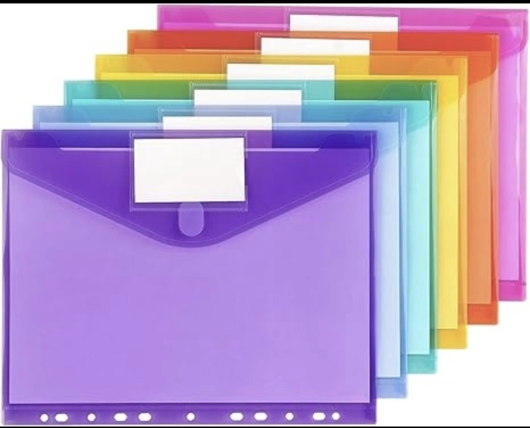 

11 Holes 6 Pack Binder Pocket Folders with tag, Binder Folders with Pockets for School Supplies, Letter Size, Colorful and Clear