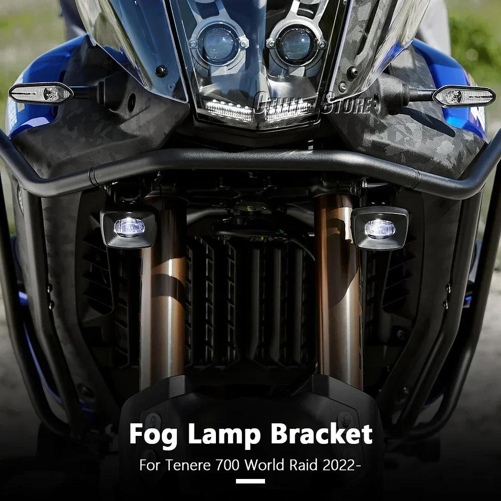 For Yamaha Tenere700 Tenere TENERE 700 World Raid 2022 2023 LED Light Mount Bracket Bar Fog Lamp Holder Front Crash Bar Guard