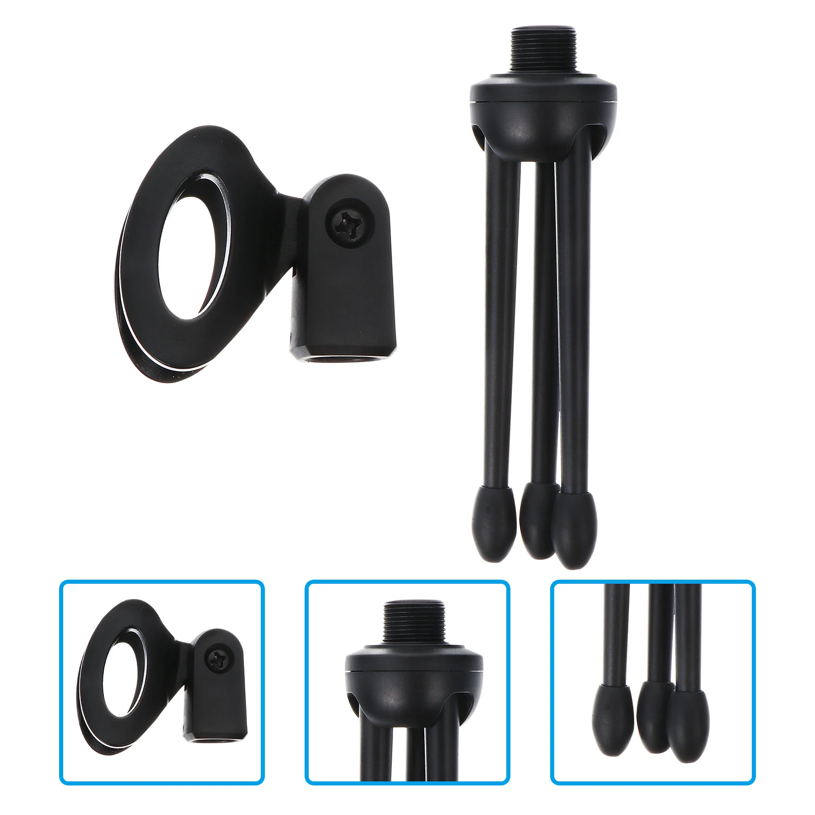 

2pcs 1 Set Plastic Microphone Tripods Foldable Mic Table Stands Desktop Microphone Holder Stable Tripod Base Black