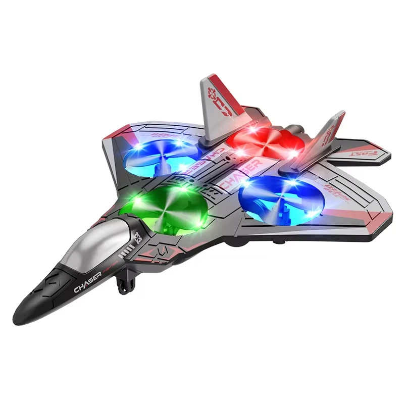 Ulepszony, odporny na uderzenia dron RC w kształcie myśliwca z pianki z kolorowymi światłami LED, model lotniczy, zabawka, prezent dla chłopców i dzieci, rok 2025.