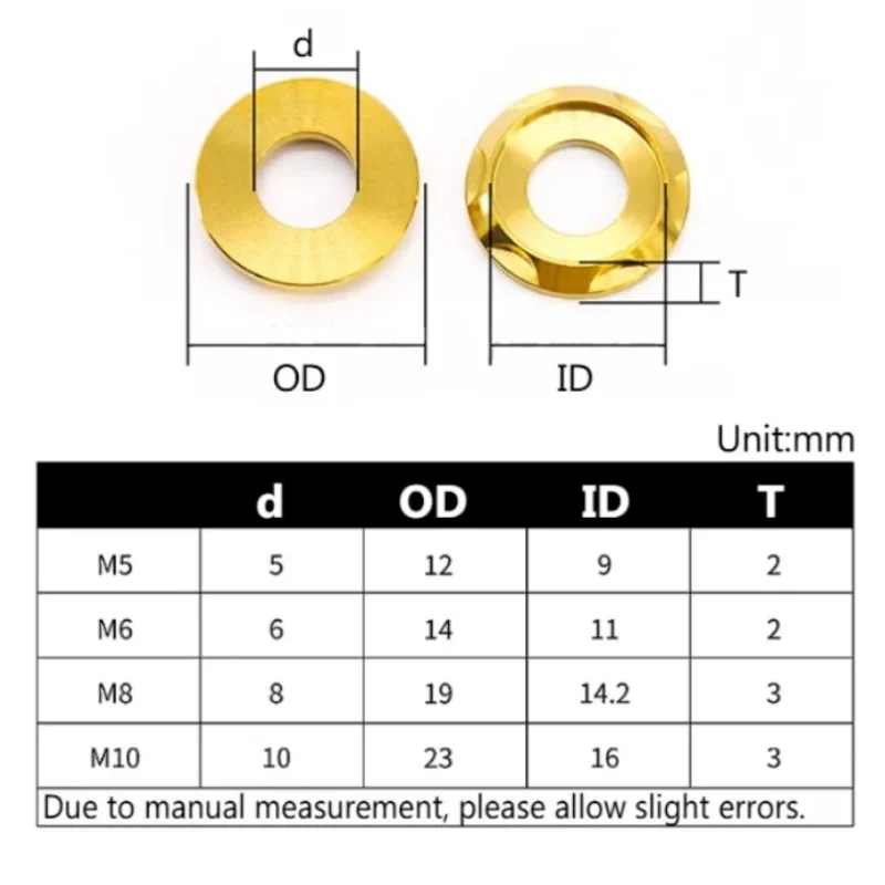 M5 M6 M8 M10 Titanium Washers Spacer Fancy Decoration Gasket for Motorcycle Car Blue Gold Black Purple Silver Colorful
