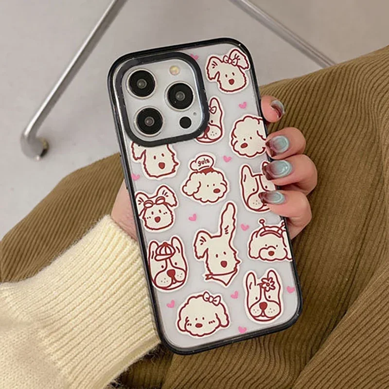 

Upgrade Acrylic Border Dogs Phone Case Cover for IPhone 11 12 13 14 15 16 Pro Max Case for IPhone 15 16 Pro Max