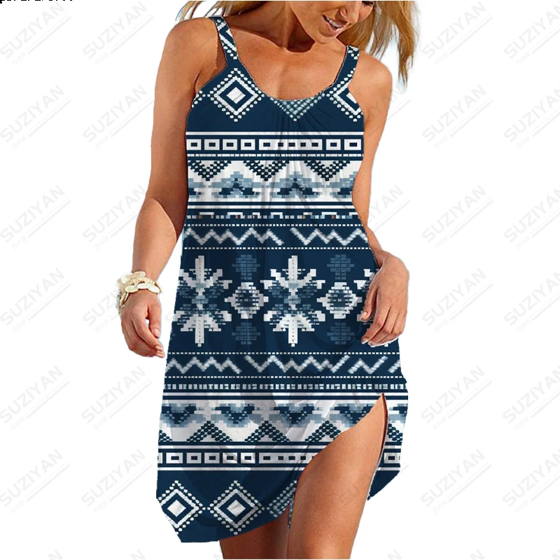 Summer Hot-selling Dress Fashion National Wind Print Pattern Dress Women's Comfort Breathable Dresses Casual Sleeveless Dress