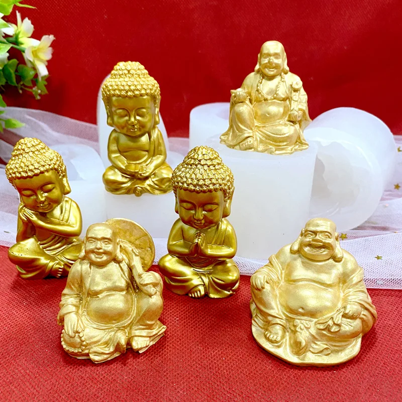 3D Buddha Silicone Candle Mold Church Maitreya Buddha Craft Plaster Epoxy Resin Making Supplies Diy Handmade Candle Making Kit