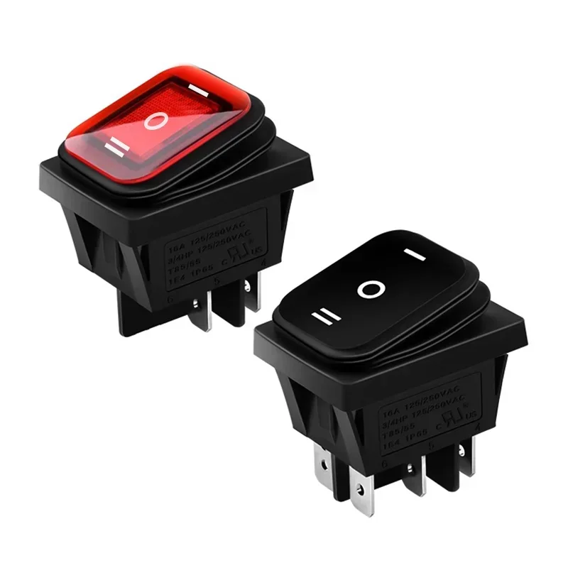 2 ชิ้น KCD4 IP65 กันน้ํา Rocker Switch 16A 6Pin ON OFF ON Push Switch รถเรือปุ่มสวิทช์ light