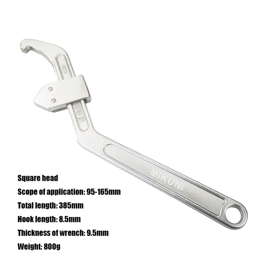 Adjustable Hook Wrench, Movable Spanner, Square Round Head Tool for Removing Side Face Nuts Easily