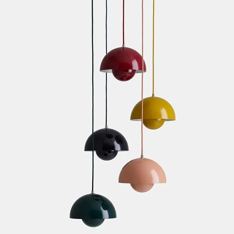 Lampe LED suspendue en forme de champignon et de bourgeon de fleur coloré danois, design moderne et minimaliste, luminaire décoratif d'intérieur créatif pour salon et chambre à coucher
