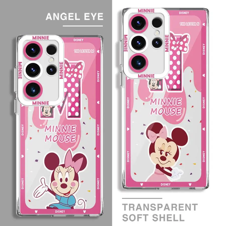 Minnie Pink Letters M-R Phone Case for Samsung Galaxy S24 Ultra S20 FE S25 S22 Plus Note20 S23 FE Note10Plus S21 Plus Soft Cover