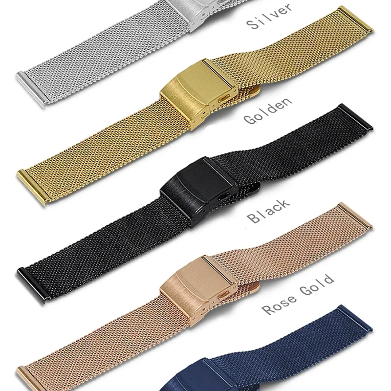 12mm 14mm 16mm 18mm 20mm 22mm 24mm Stainless Steel Watch Strap Metal Mesh  watchBand Milanese Strap Wristwatche Replacement band