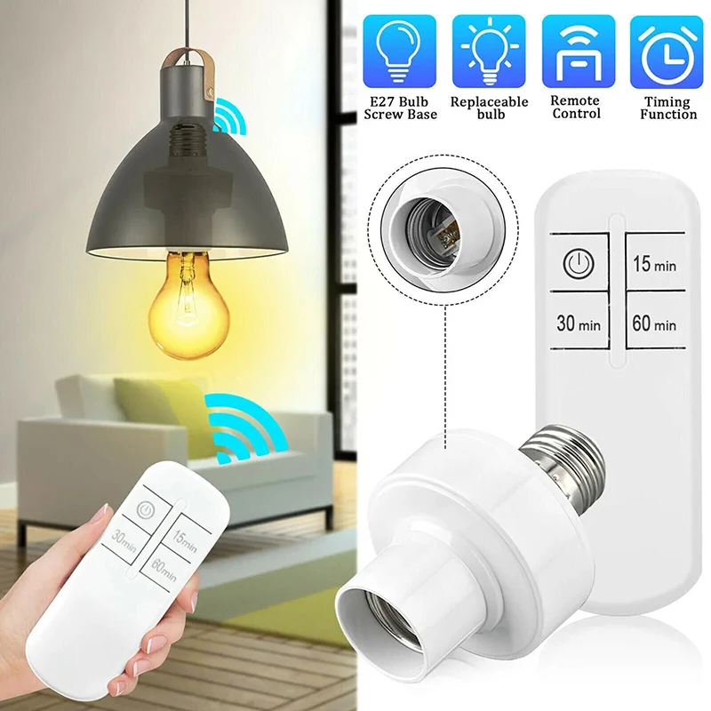 Wireless Remote Control E27 Light Holder Socket Lamp Bases for LED Bulb Pendant Lamp Ceiling Chandelier With Smart Timer Switch