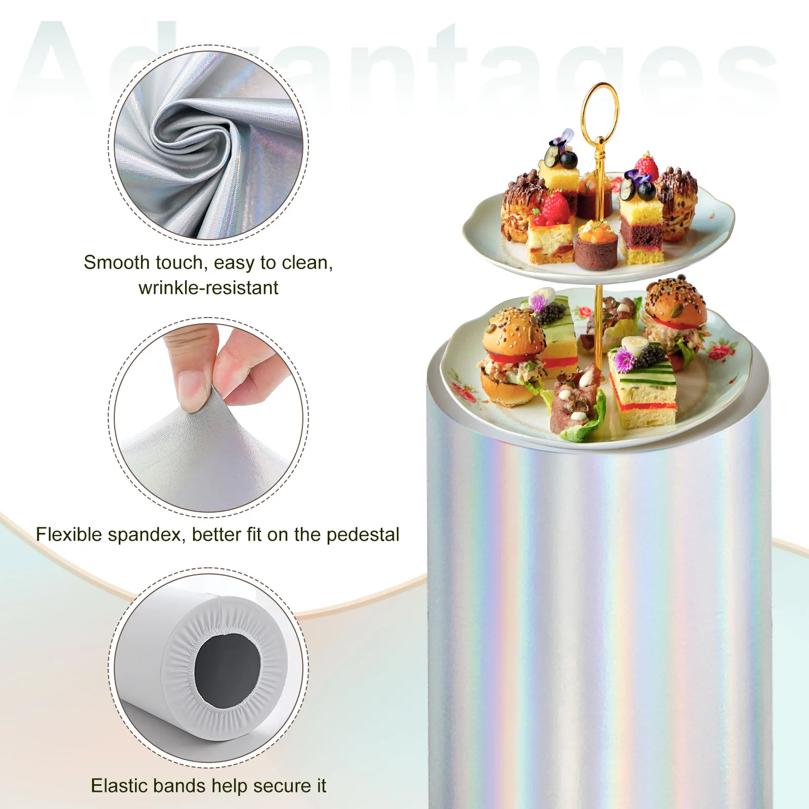 3/5 pezzi cilindro spandex supporto coperture zoccolo supporto copertura foglio tessuto piedistallo colonna coperture cilindro per matrimonio compleanno