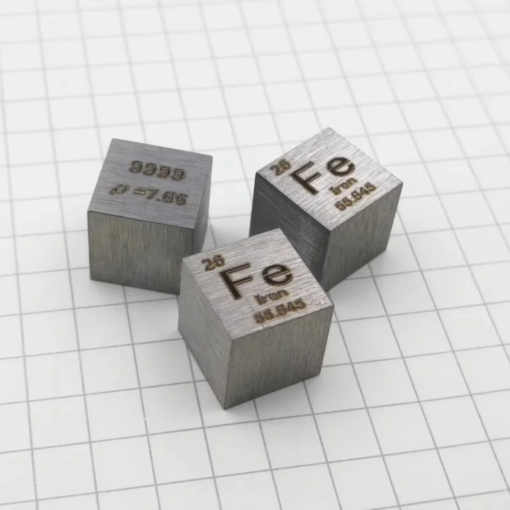 1pcs 10mm High-purity 4N Iron Cube Metal Element Figurines Periodic Table Element Lab Material Science Experience Teaching Model