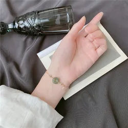 Ventfille Hetian Jade Bracelet for Women Girl Temperament Luxury Retro Palace Good Fortune Bless Jewelry Dropshippping