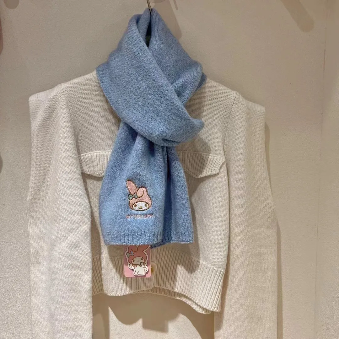 

Miniso's new Sanrio Melody knitted scarf cartoon embroidery solid color warm sweet cute wool scarf