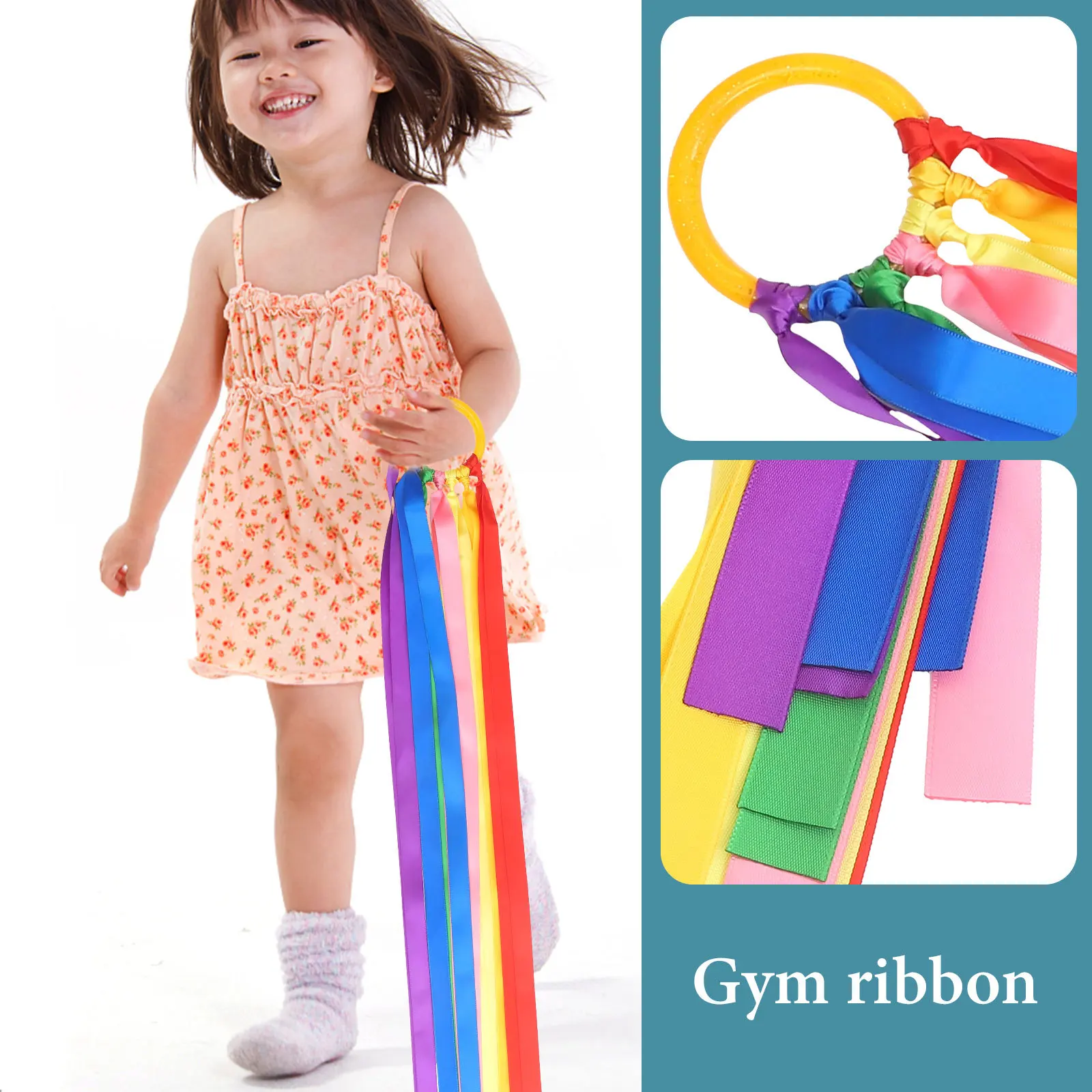 Cinta de gimnasia rítmica con serpentina de baile colorida, pulsera antideslizante suave y ligera