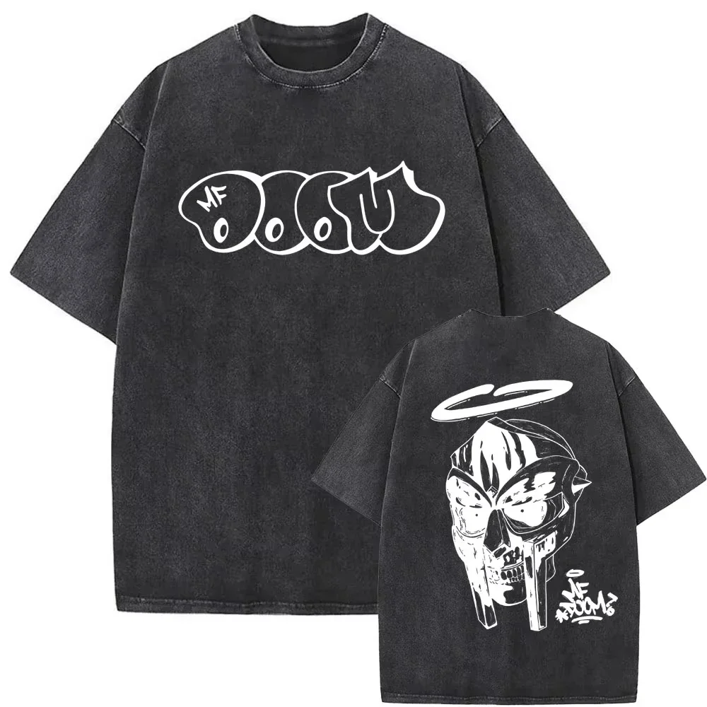 2025 Washed Vintage Rapper Mf Doom MM FOOD Graphic Print Tshirt Men Women Hip Hop Fashion T-shirts Male Casual image 4