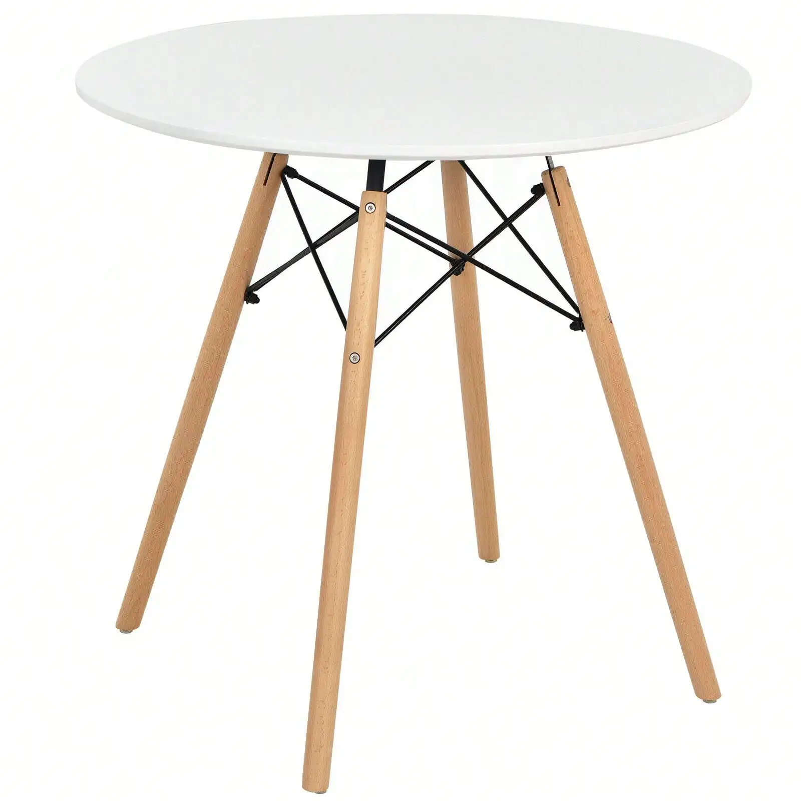 

Dining Table Round White Modern Dining Table 31.5" w/ Solid Wooden Legs Kitchen