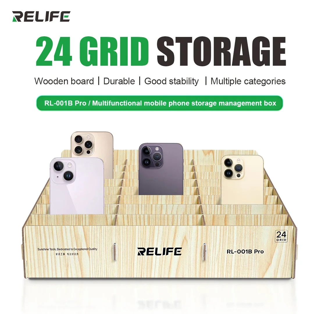 RELIFE RL-001B Pro Phone Management Storage Box Desktop Organizing 24 Grid Placement Multi-grid Desktop Organization Rack