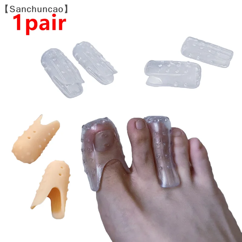 Sancilesclear nude respirável protetores de dedo do pé manga almofadas de joanete almofada protetores de dedo grande capas de dedo do pé proteção de unhas encravadas