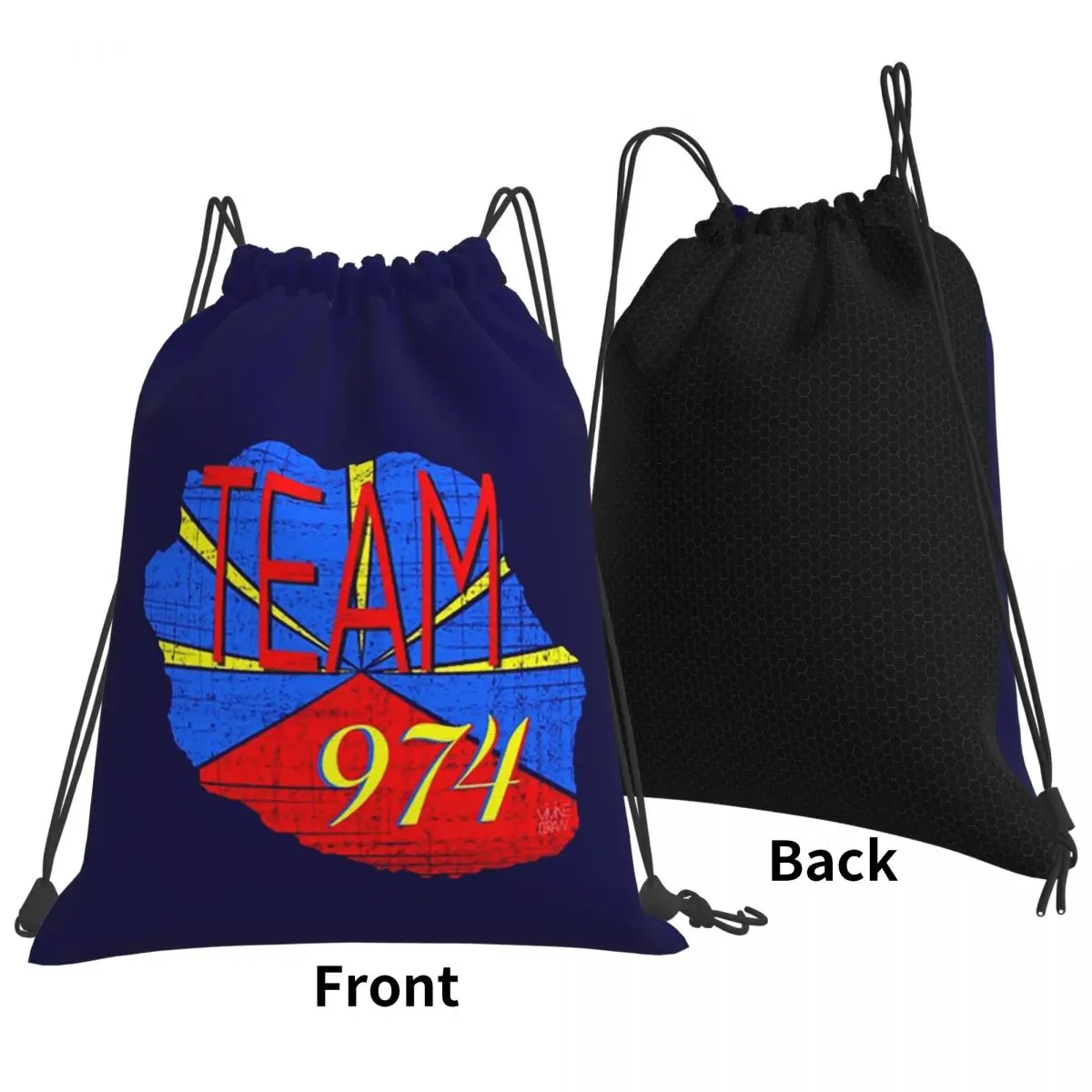974 Reunion Island Logo Backpacks Fashion Drawstring Bundle Pocket Sports Bag Book Bags for Travel School