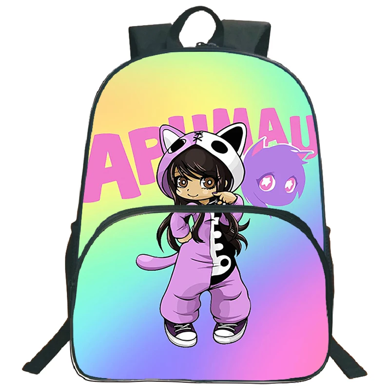 Cartoon Aphmau Printed School Bags for Boys Boys Nylon Lightweight Backpack Women Travel Bags Large Capacity Backpack Laptop Bag