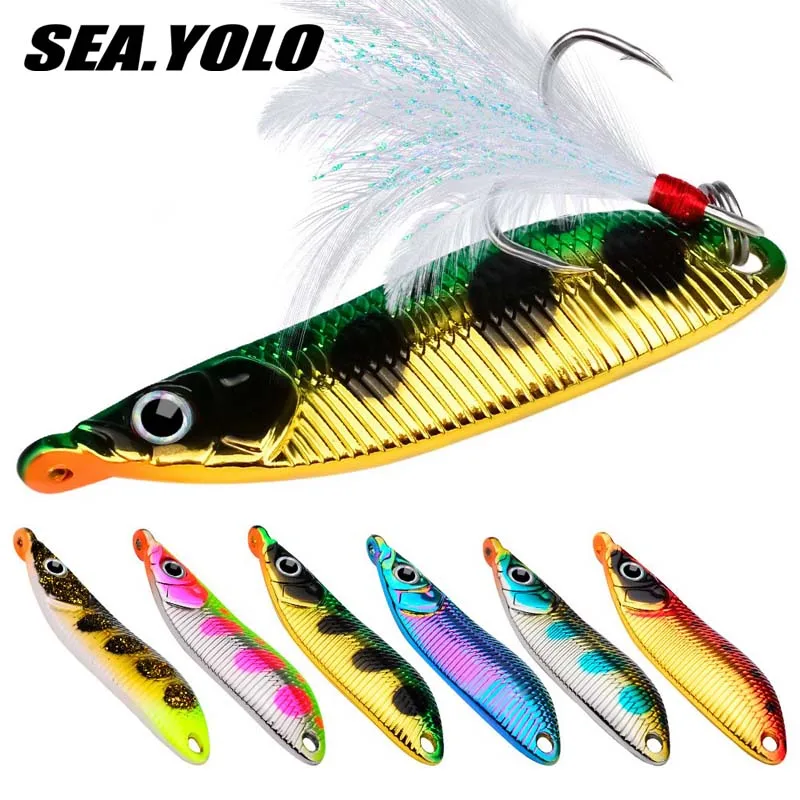 

Sea. Yolo Lure Bait Metal Sequins JIG Hard Bait Curve Treble Hook Biomimetic Bait Perch Fishing Bait Fishing Accessories