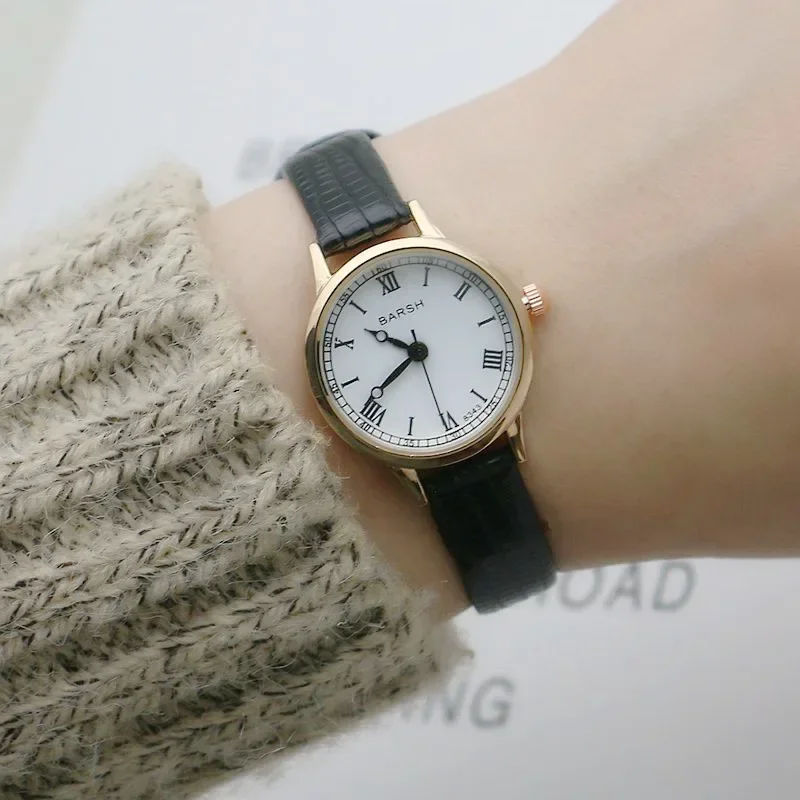 Luksusowy zegarek studencki skórzany pasek mała płytka damski zegarek kwarcowy w stylu retro proste zegarki Dropshipping Relojes Para Mujer