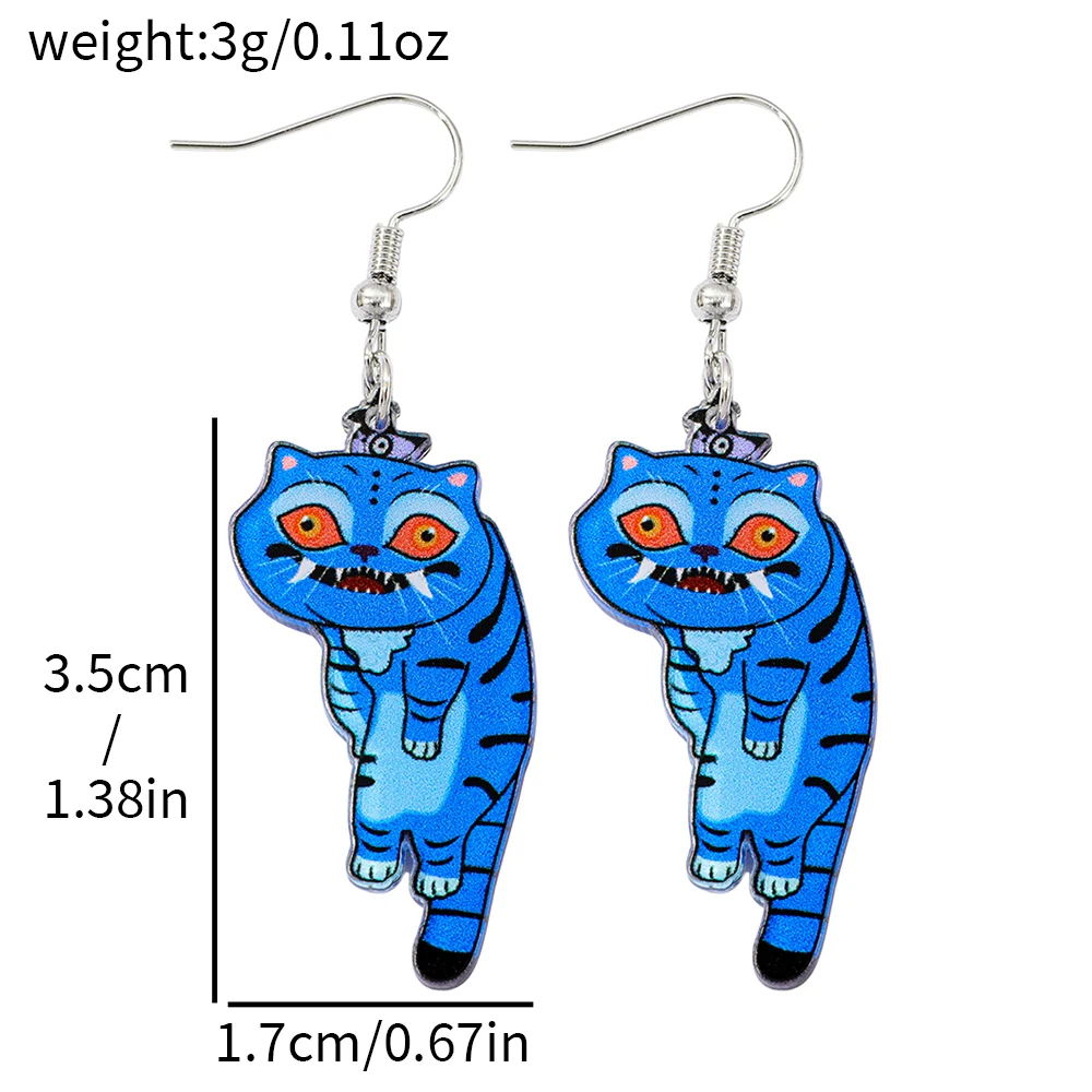 أقراط متدلية بتصميم Kpop Demon Hunters Derpy Tiger، نمط كرتوني لطيف، مجوهرات أكريليك، أقراط المهرجانات، زينة الأذن
