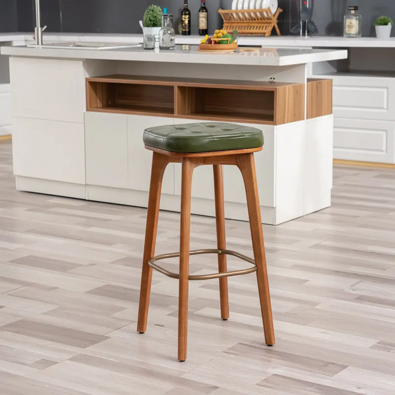 High Solid Wood Counter Bar Chair Luxury Modern Nordic With Backrest Bar Chair Relaxing Indoor Chaise De Bar Nordic Furniture