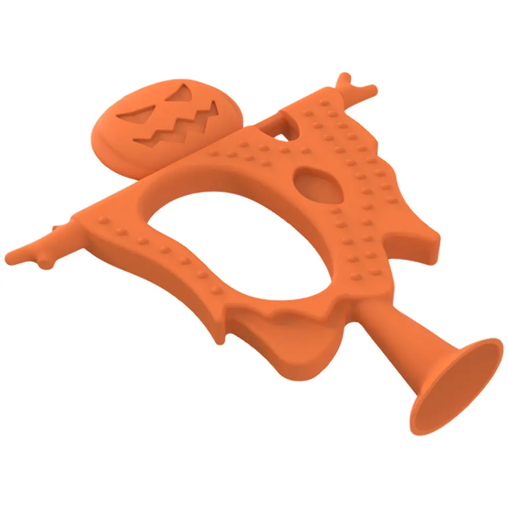 

Adorable Halloween Baby Teether Silicone Sensory Molar Ring Handle for Chewing Relief Soothes Sore Gums Perfect Newborn Gift