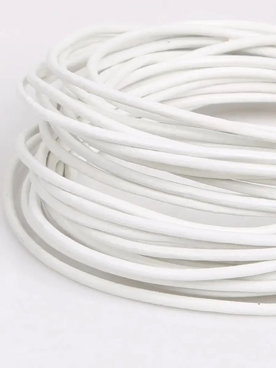 1/1. 5/2mm sznurki z prawdziwej skóry biały okrągły sznurek linowy przewód do wyrób biżuterii bransoletka naszyjnik Craft DIY biżuteria akcesoria — zdjęcie 2