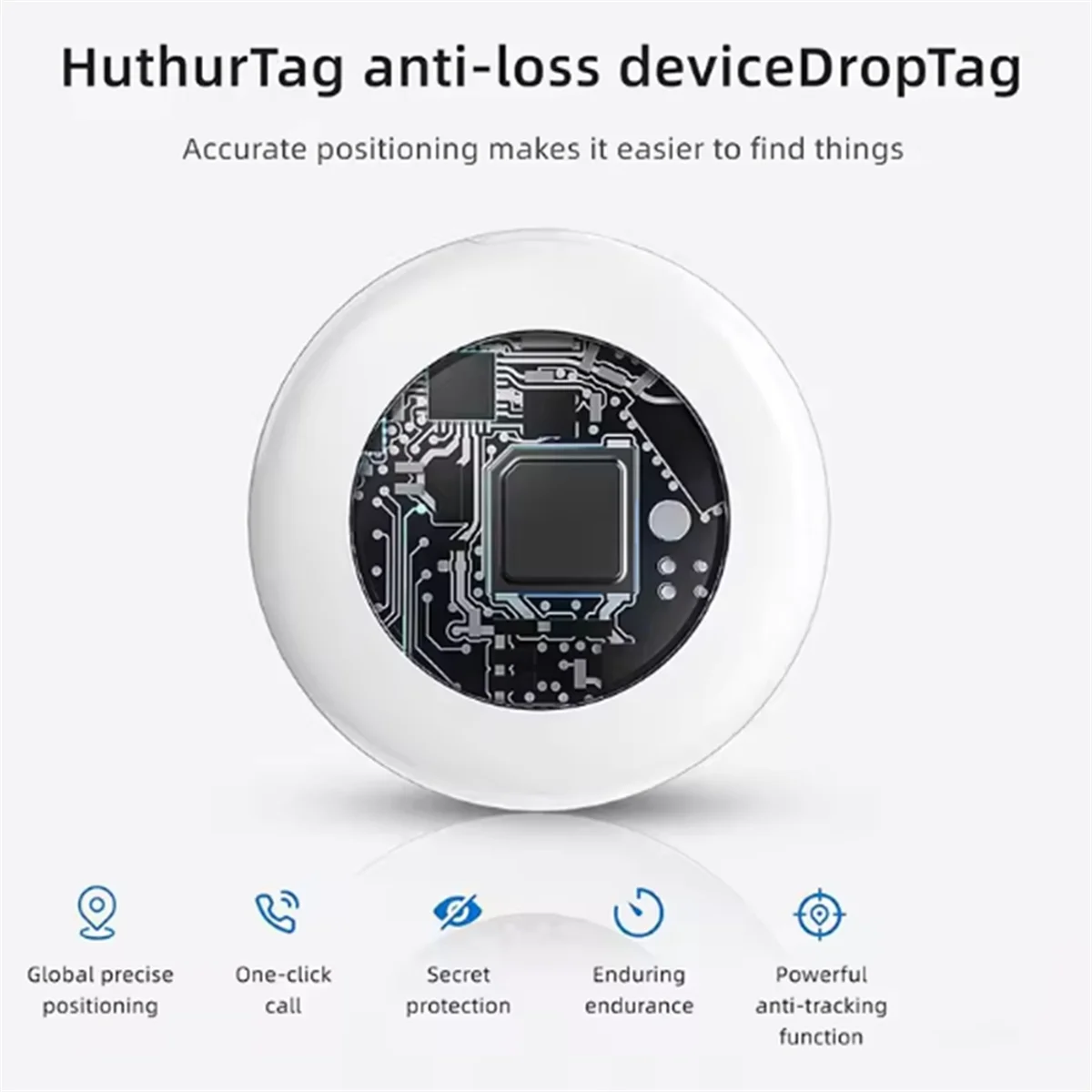 NEW Smart Finder Tracker TX02 Mini GPS Key Tag IPX5 Waterproof Anti-Lost Device Realtime Locator Work White