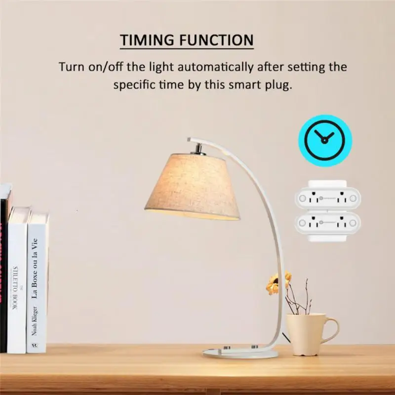 Outlet พร้อมเซนเซอร์ตรวจจับแสง Night Light Timing Smart Life ซ็อกเก็ตอัจฉริยะควบคุมเสียง Tuya US Plug ทํางานร่วมกับ Alexa Home 16a