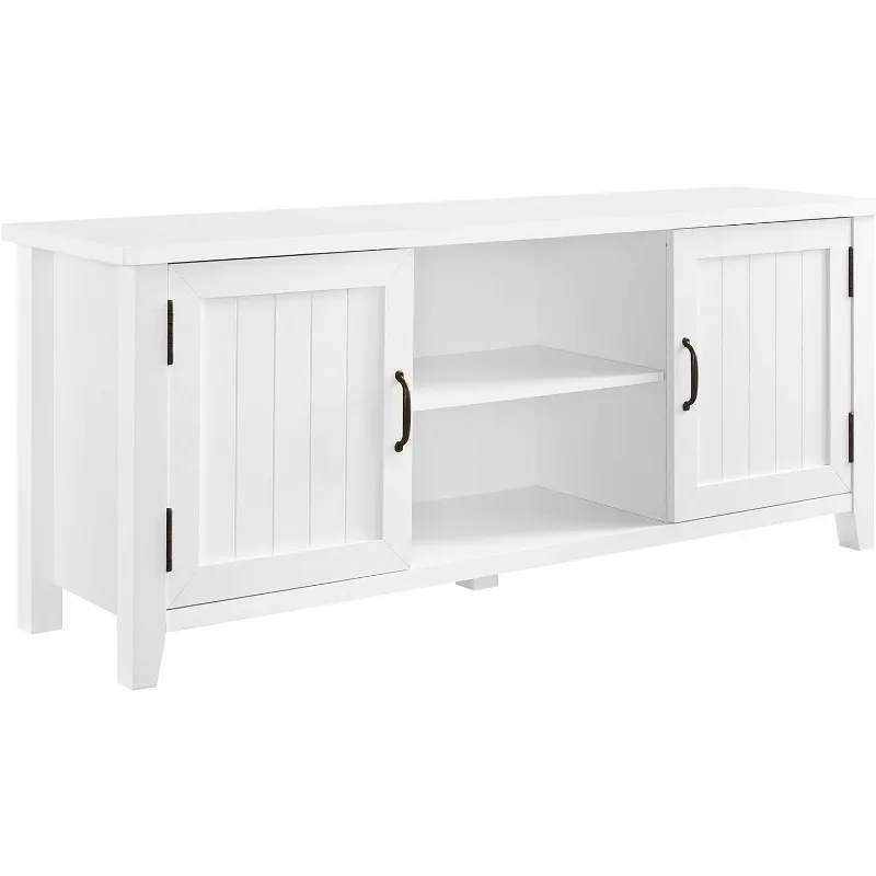 Classic Slotted TV Stand TVS Up To 65 Inches, 58 Inches, Pure White