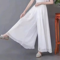 Summer Chiffon Wide Leg Pants for Women Yoga Pants Classica Dancer Trousers Two Layer Dance Practice Clothes Loose Dancing Pants