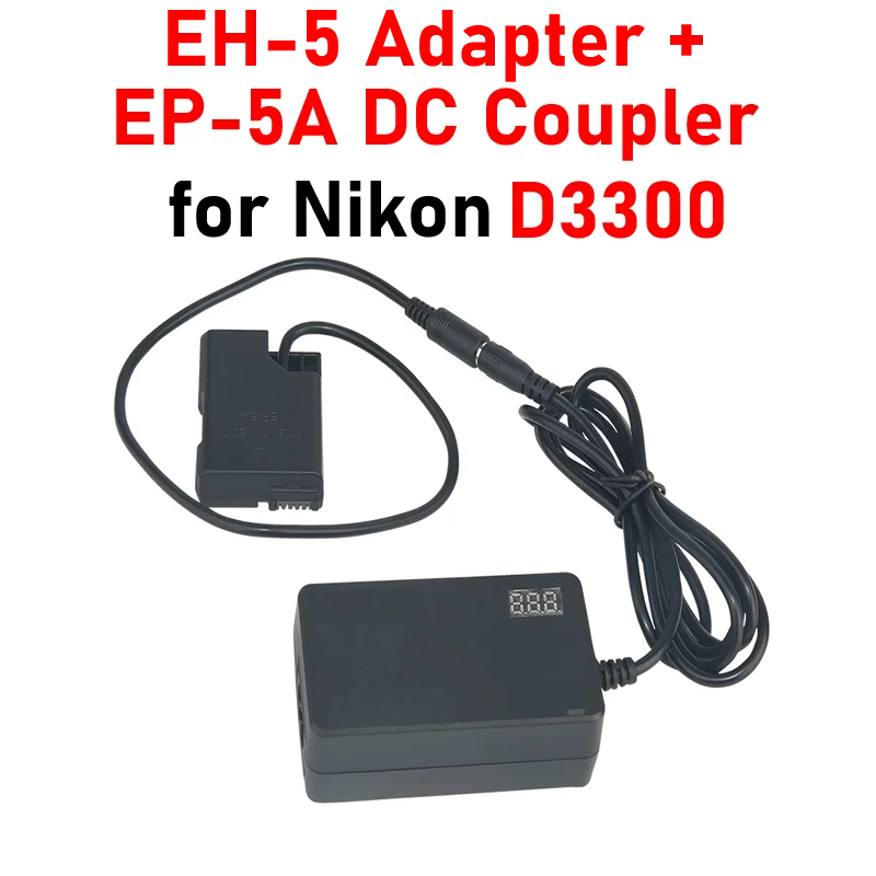 

D3300 AC Adapter Kit EH-5 LED Display Adapter+EP-5A DC Coupler EN-EL14 Dummy Battery for Nikon D3300 Power Supply