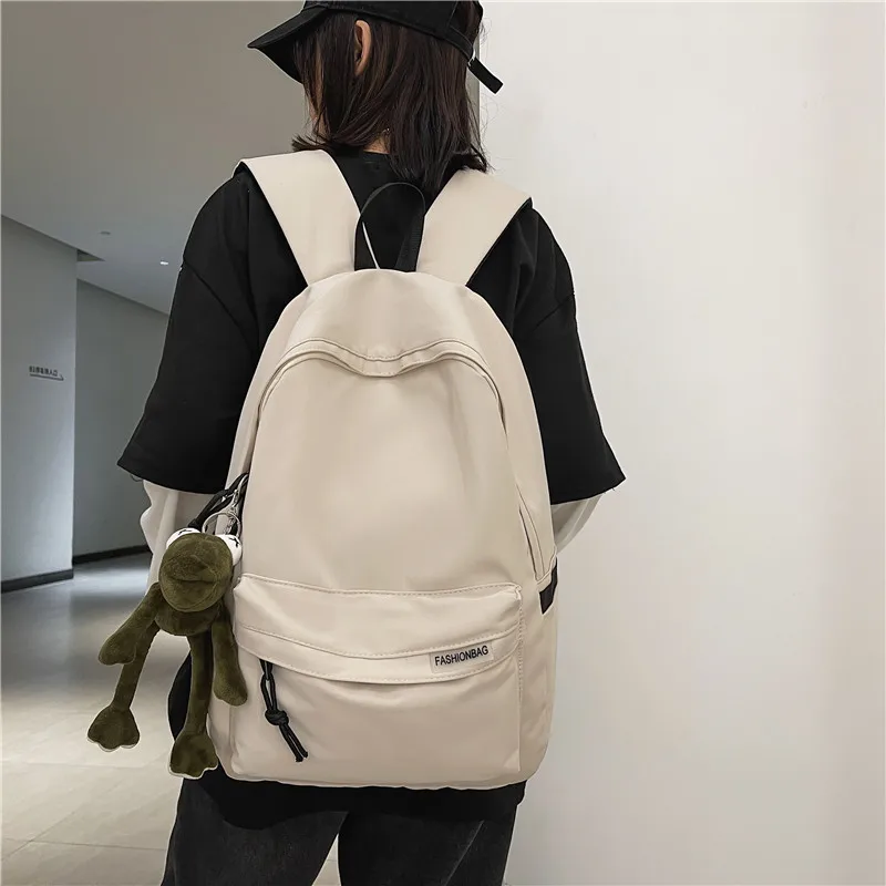 Minimalist Solid Color Large Capacity Lightweight Nylon Teen Student Unisex Backpack School Travel Dual Use Casual Everyday 2025