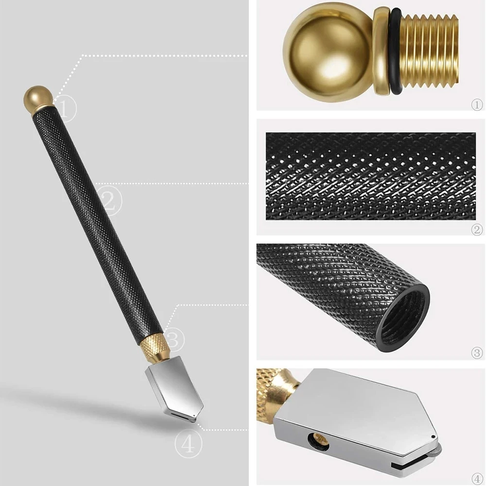 2pcs Emery Glass Cutter For Tiles Cutting Tools 6-12mm Cutter Head Pencil Style Carbide Tip DIY Glass Cutting Set Accessories