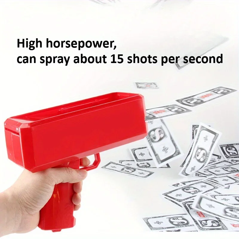مسدس نقود يحتوي على 100 فواتير دعامة، آلة رش نقود لعبة، مناسبة لترفيه الحفلات (البطاريات غير متضمنة) #2