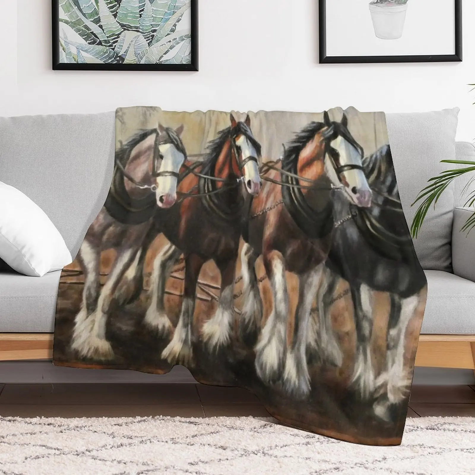 Clydesdale Horses Throw Blanket Winter beds Luxury Cute for sofa Blankets